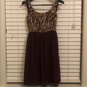 Maroon & Printed Dress